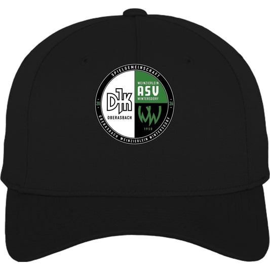 Flexfit 5 Panel Baseball Cap FX6560 – Vereinslogo mittig groß Black Vorderseite