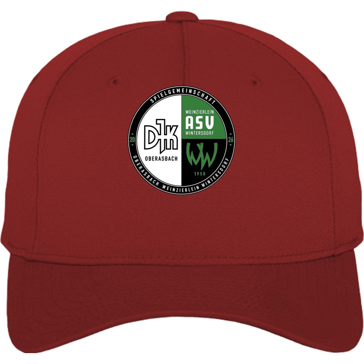 Flexfit 5 Panel Baseball Cap FX6560 – Vereinslogo mittig groß Red Vorderseite