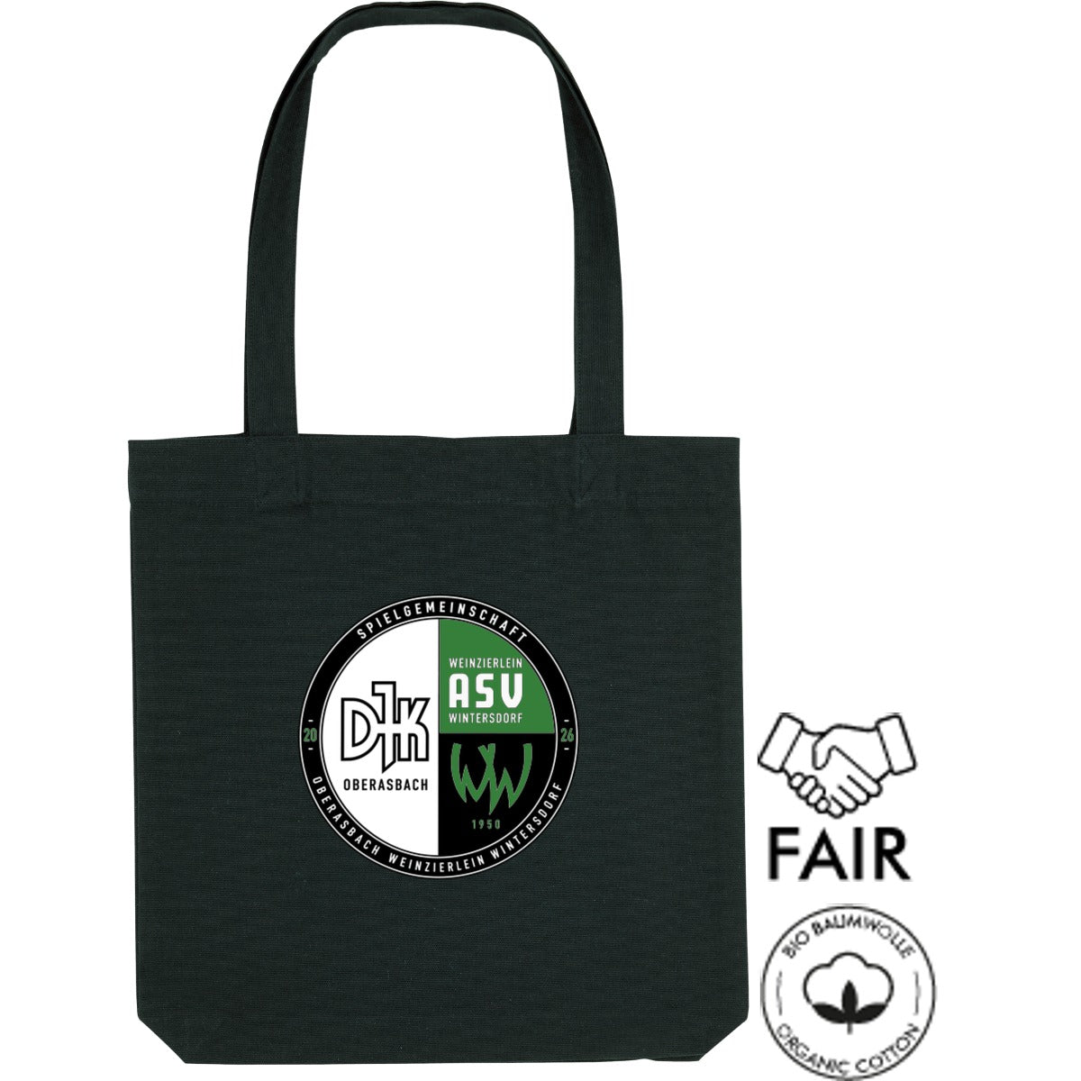 Tote Bag STAU760 Nachhaltige Stofftasche – Vereinslogo mittig groß Black Vorderseite