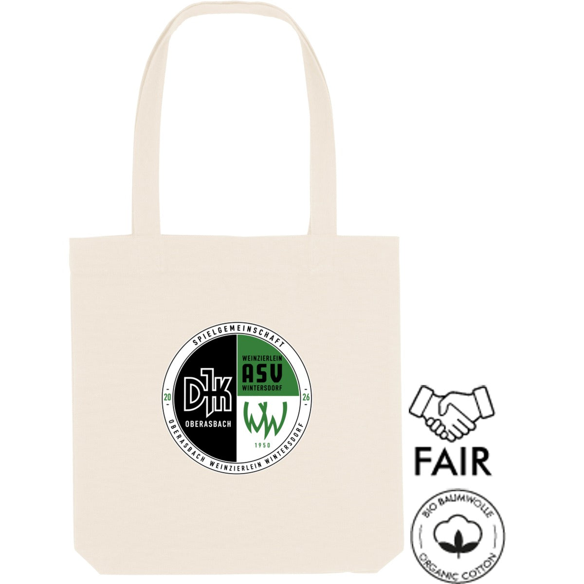 Tote Bag STAU760 Nachhaltige Stofftasche – Vereinslogo mittig groß Natural Vorderseite