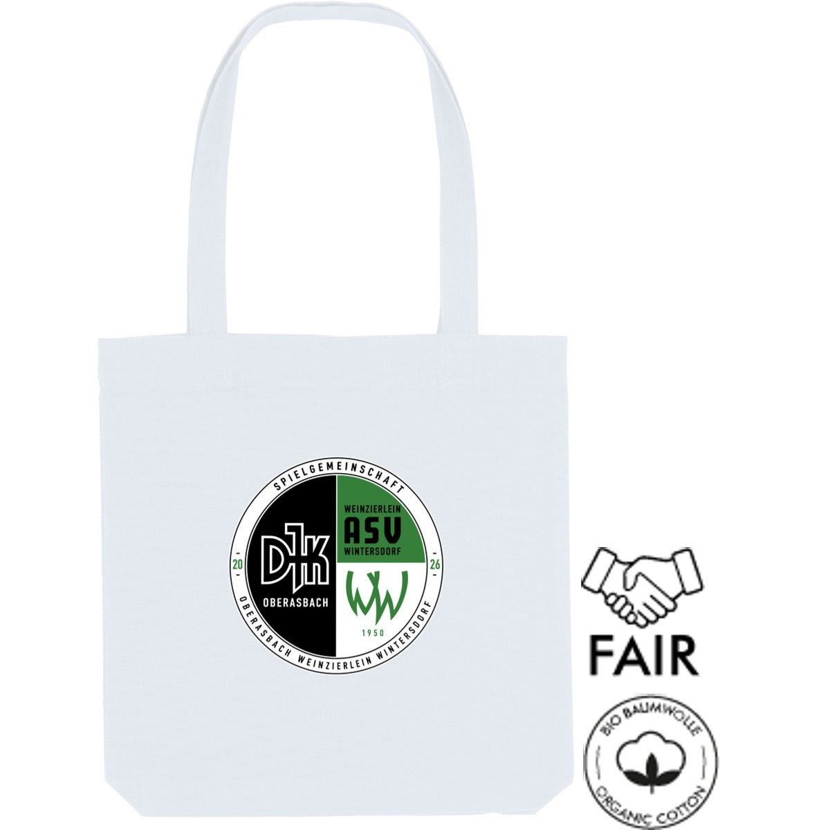 Tote Bag STAU760 Nachhaltige Stofftasche – Vereinslogo mittig groß White Vorderseite