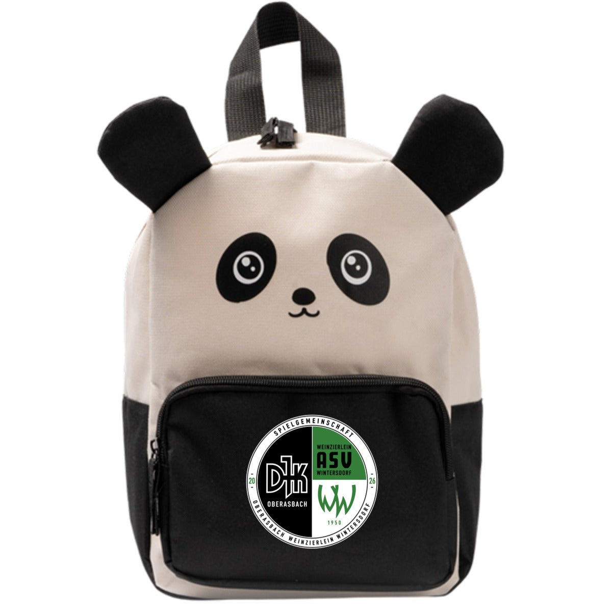 Personalisierter Kindergarten Rucksack BINGO 1710 – Vereinslogo mittig groß Beige Vorderseite