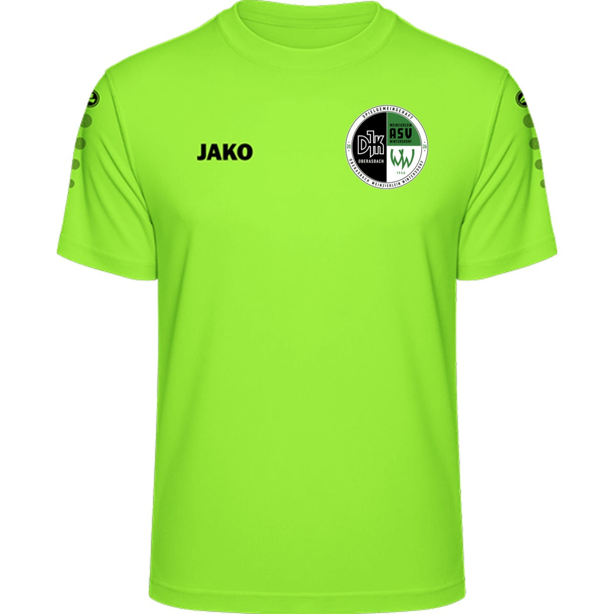 JAKO Trikot Team Kurzarm 4233 – Neues Design Neongrün Vorderseite