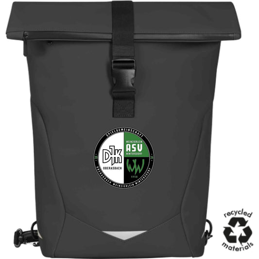 Fahrrad Rolltop-Rucksack und Tasche für Gepäckträger Orbit HF18063 – Vereinslogo mittig groß Black Vorderseite