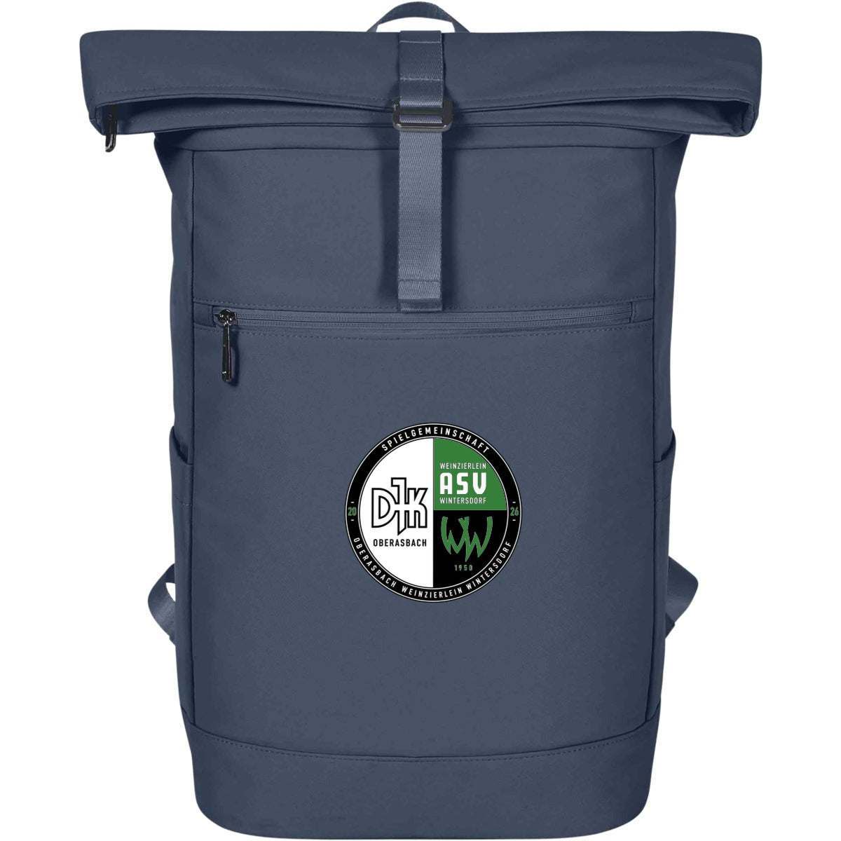 Stylischer Rolltop Laptop Rucksack Star HF18061 – Vereinslogo mittig groß Navy Vorderseite