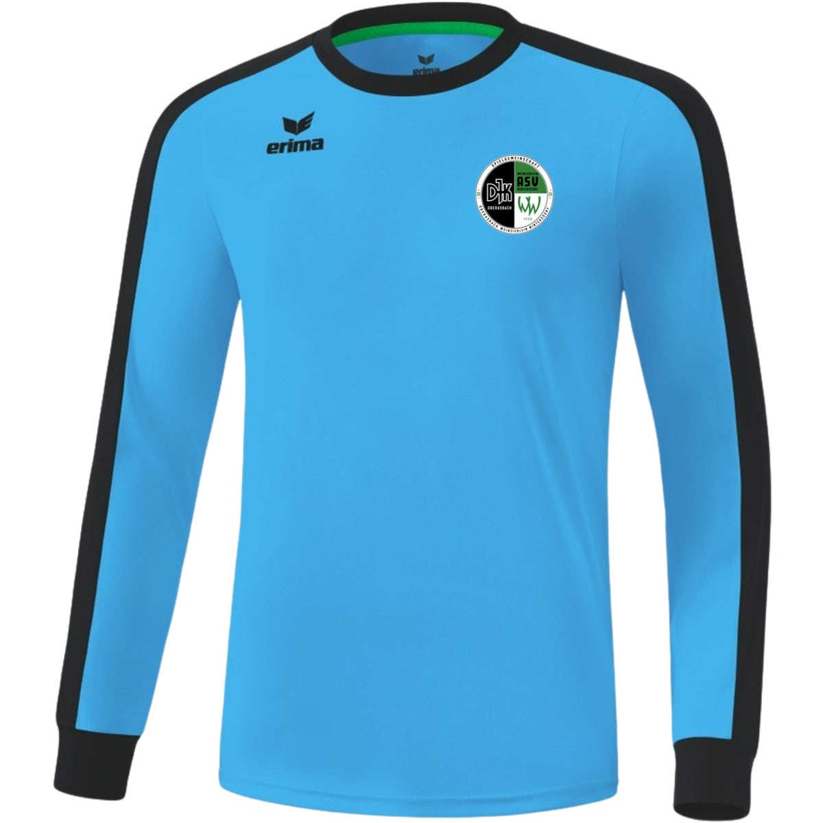 Retro Star klassisches Langarm Trikot E31421M – Vereinslogo herzseitig Curacao/Schwarz Vorderseite