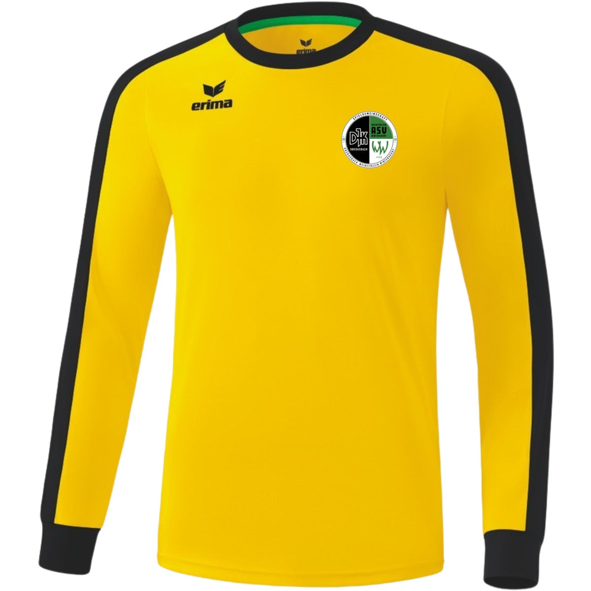 Retro Star klassisches Langarm Trikot E31421M – Vereinslogo herzseitig Gelb/Schwarz Vorderseite