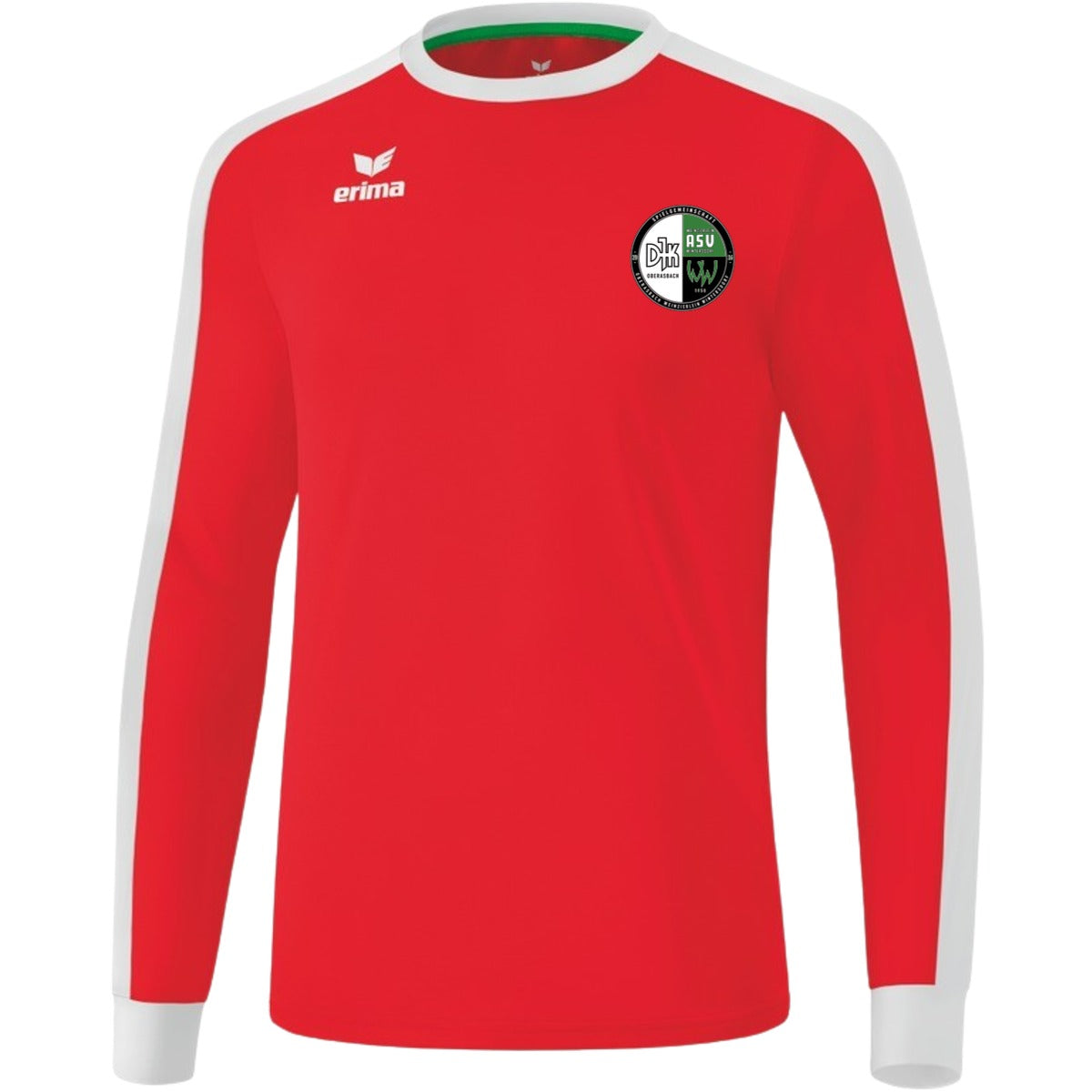 Retro Star klassisches Langarm Trikot E31421M – Vereinslogo herzseitig Rot/Weiß Vorderseite