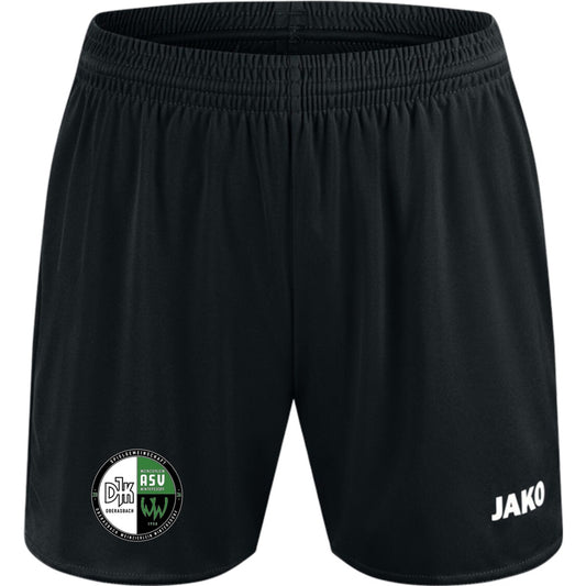 JAKO Sporthose Manchester 2.0 ohne Innenslip Damen 4400D – Vereinslogo am Bein Schwarz Vorderseite