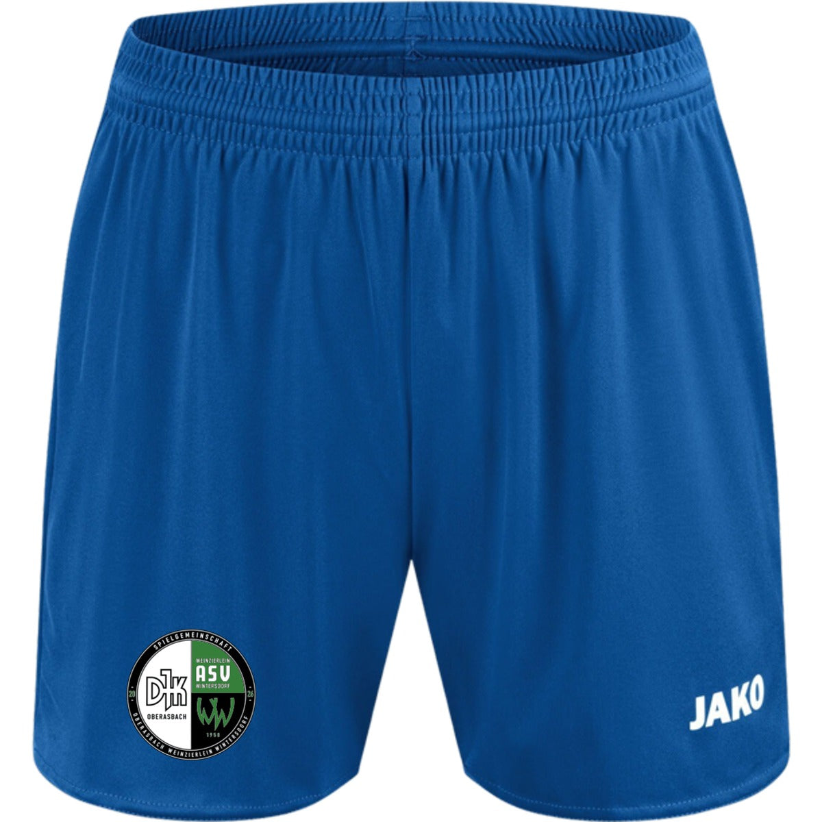 JAKO Sporthose Manchester 2.0 ohne Innenslip Damen 4400D – Vereinslogo am Bein Sportroyal Vorderseite