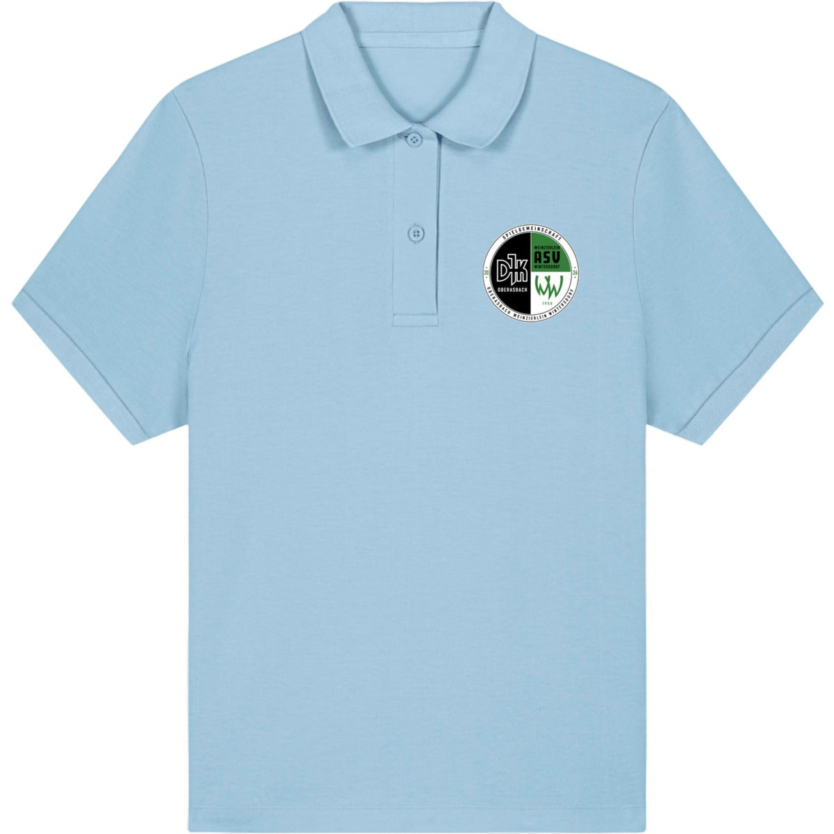 Das ikonische Damen-Polo Coaster STPW977 – Vereinslogo herzseitig Sky Blue Vorderseite