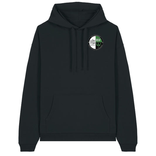 Oversize-Hoodie aus Bio-Baumwolle Slammer 2.0 STSU209 – Vereinslogo herzseitig Black Vorderseite