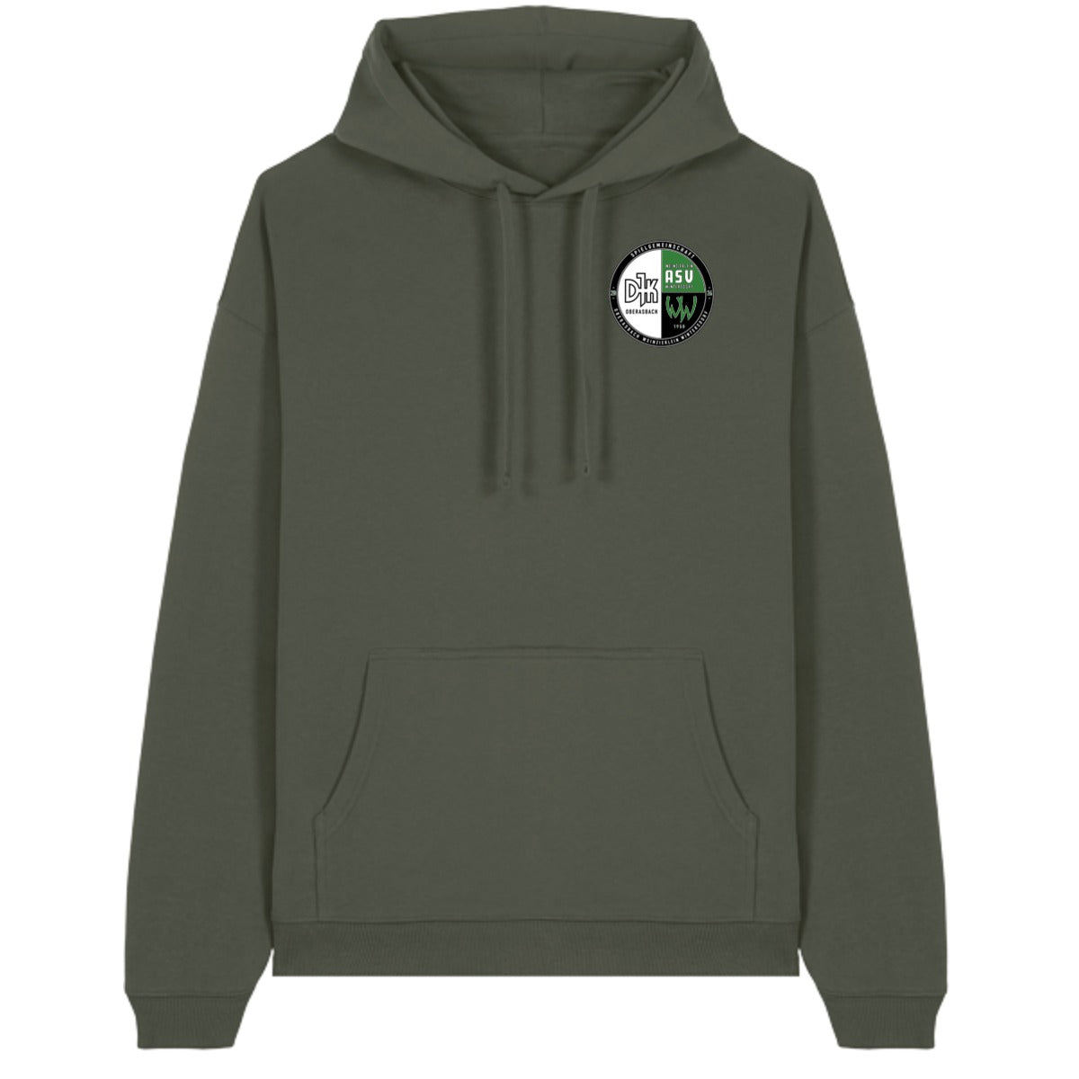 Oversize-Hoodie aus Bio-Baumwolle Slammer 2.0 STSU209 – Vereinslogo herzseitig Khaki Vorderseite
