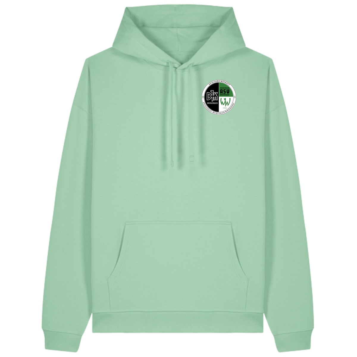 Oversize-Hoodie aus Bio-Baumwolle Slammer 2.0 STSU209 – Vereinslogo herzseitig Misty Jade Vorderseite