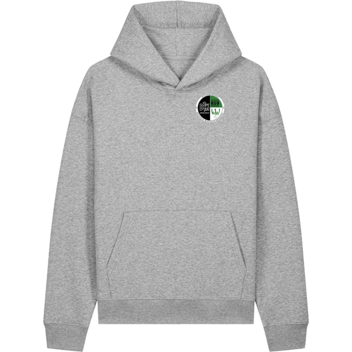 Lässiger Kapuzenpullover Chaser Unisex Hoodie STSU077 – Vereinslogo herzseitig Heather Grey Vorderseite