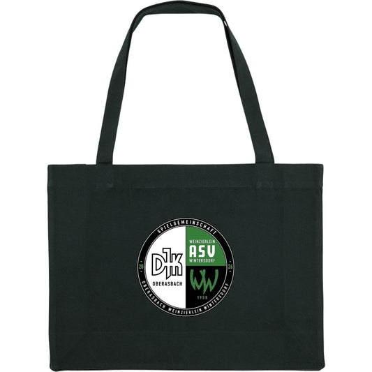 Nachhaltiger Canvas Shopping Bag personalisierbar STAU762 – Vereinslogo mittig groß Black Vorderseite