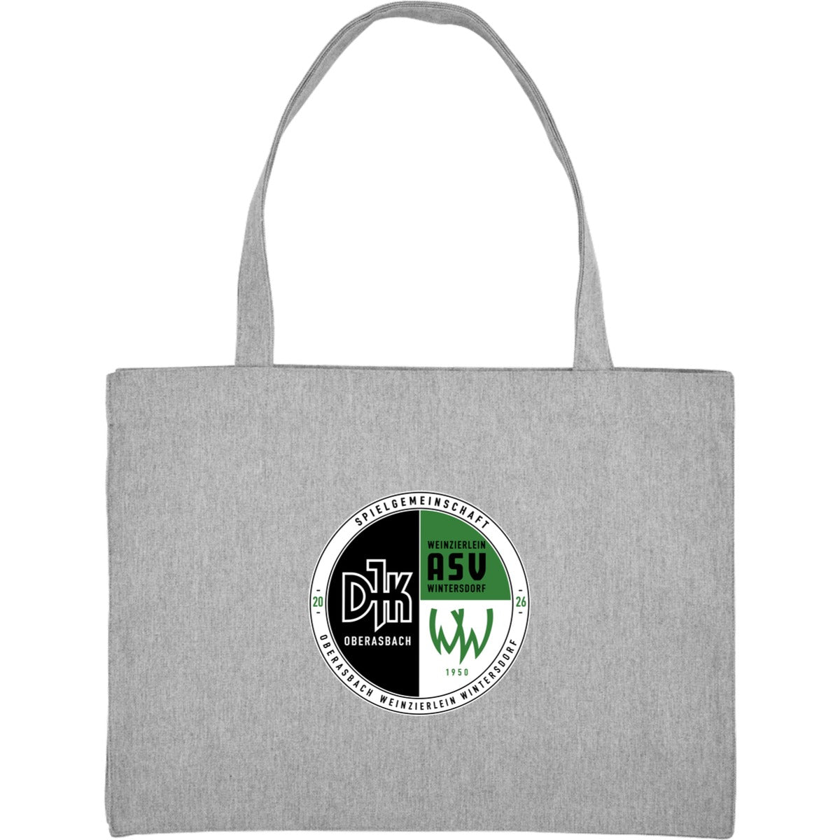 Nachhaltiger Canvas Shopping Bag personalisierbar STAU762 – Vereinslogo mittig groß Heather Grey Vorderseite