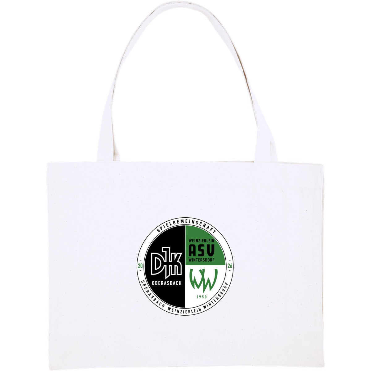 Nachhaltiger Canvas Shopping Bag personalisierbar STAU762 – Vereinslogo mittig groß White Vorderseite