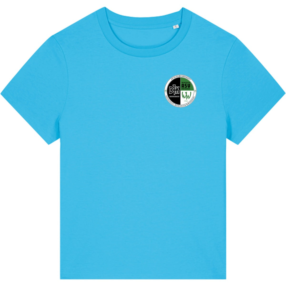 Nachhaltiges Damen T-Shirt Stella Muser STTW172 – Vereinslogo herzseitig Aqua Blue Vorderseite
