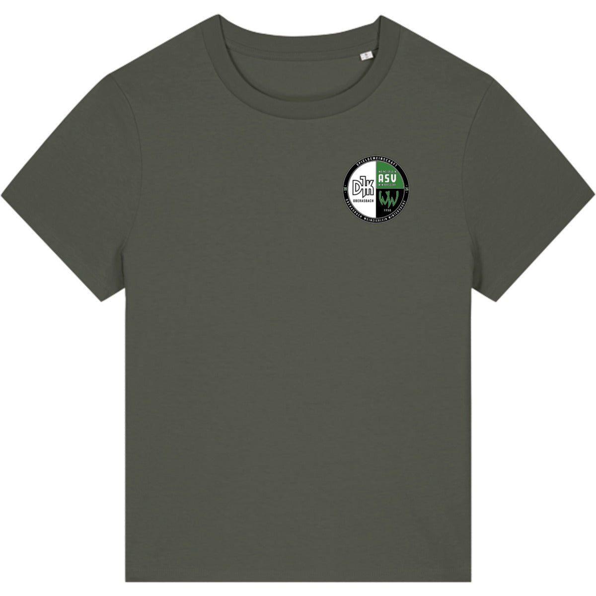 Nachhaltiges Damen T-Shirt Stella Muser STTW172 – Vereinslogo herzseitig Khaki Vorderseite