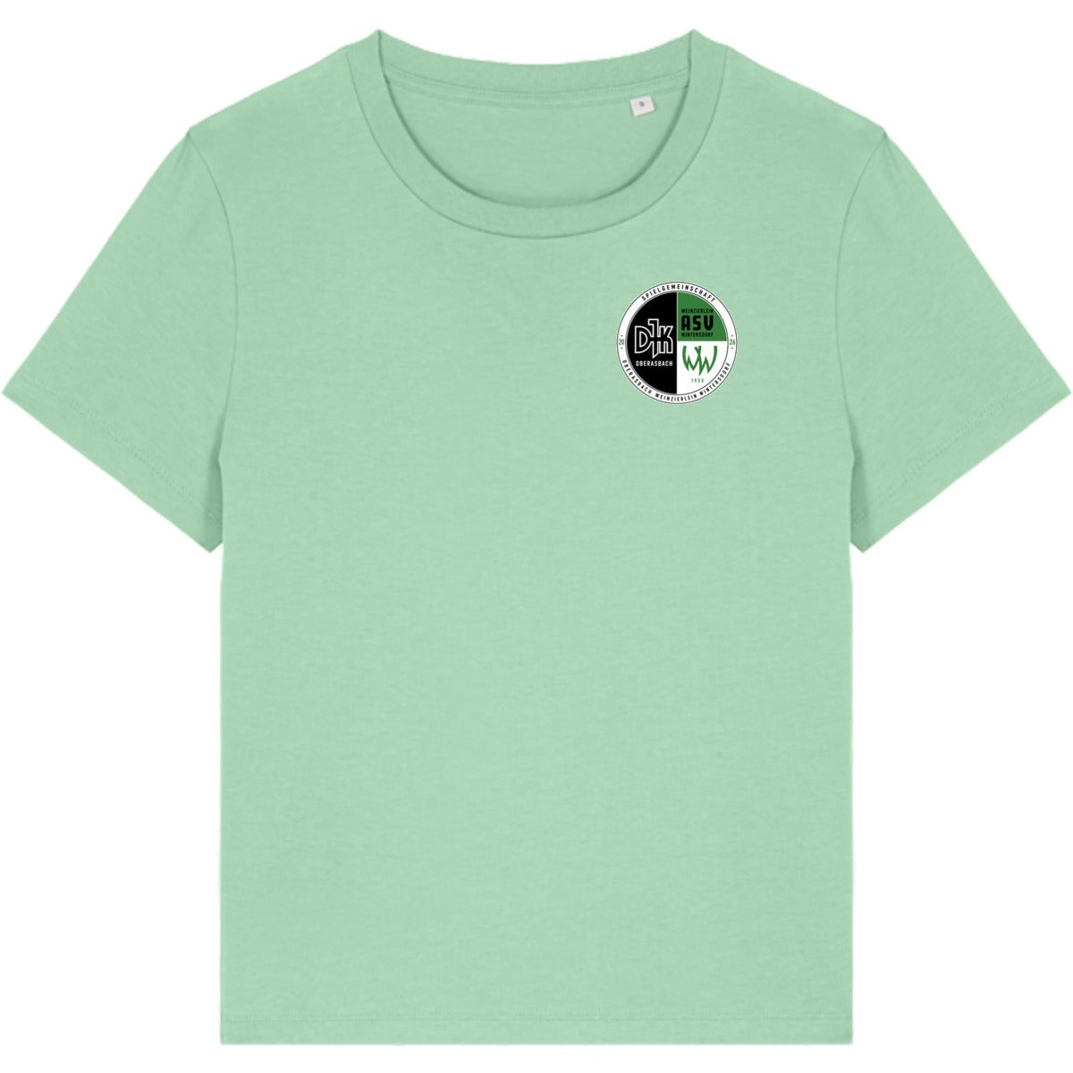 Nachhaltiges Damen T-Shirt Stella Muser STTW172 – Vereinslogo herzseitig Misty Jade Vorderseite