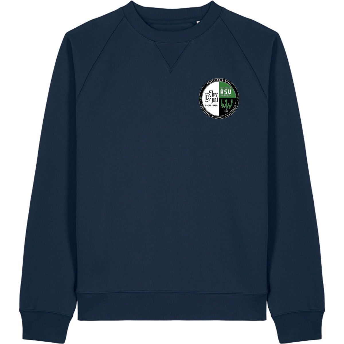 Schweres Unisex Relaxed Raglan Sweatshirt Knoxer STSU201 – Vereinslogo herzseitig French Navy Vorderseite