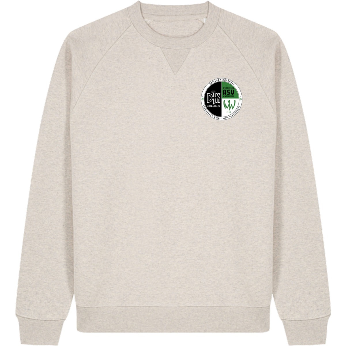 Schweres Unisex Relaxed Raglan Sweatshirt Knoxer STSU201 – Vereinslogo herzseitig Heather Haze Vorderseite