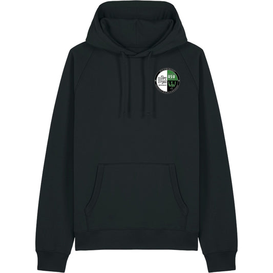 Unisex Raglan Hoodie aus Bio-Baumwolle Striker STSU202 – Vereinslogo herzseitig Black Vorderseite