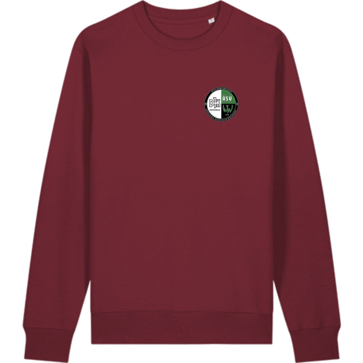 Schweres Unisex Sweatshirt aus Bio-Baumwolle Changer 2.0 STSU178 – Vereinslogo herzseitig Burgundy Vorderseite