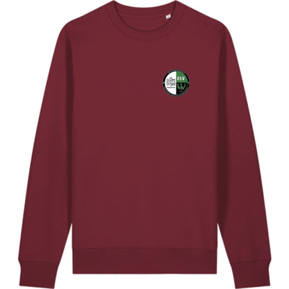 Schweres Unisex Sweatshirt aus Bio-Baumwolle Changer 2.0 STSU178 – Vereinslogo herzseitig Burgundy Vorderseite