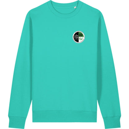 Schweres Unisex Sweatshirt aus Bio-Baumwolle Changer 2.0 STSU178 – Vereinslogo herzseitig Pool Blue Vorderseite