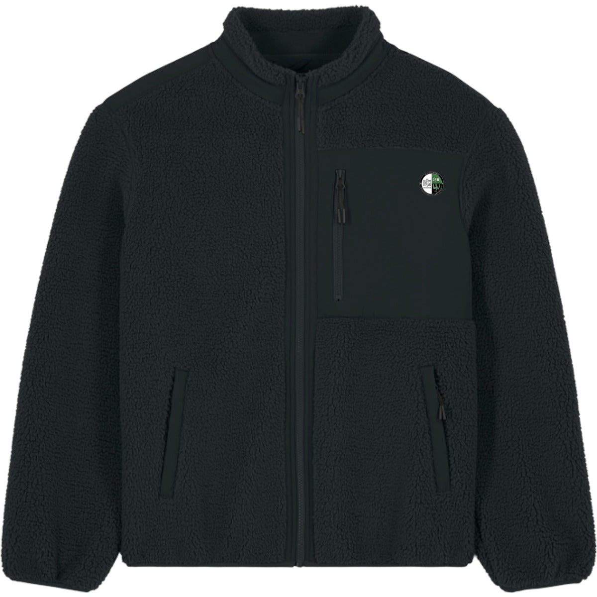 Warme Sherpa Unisex Jacke Brooker STJU248 – Vereinslogo herzseitig Black Vorderseite