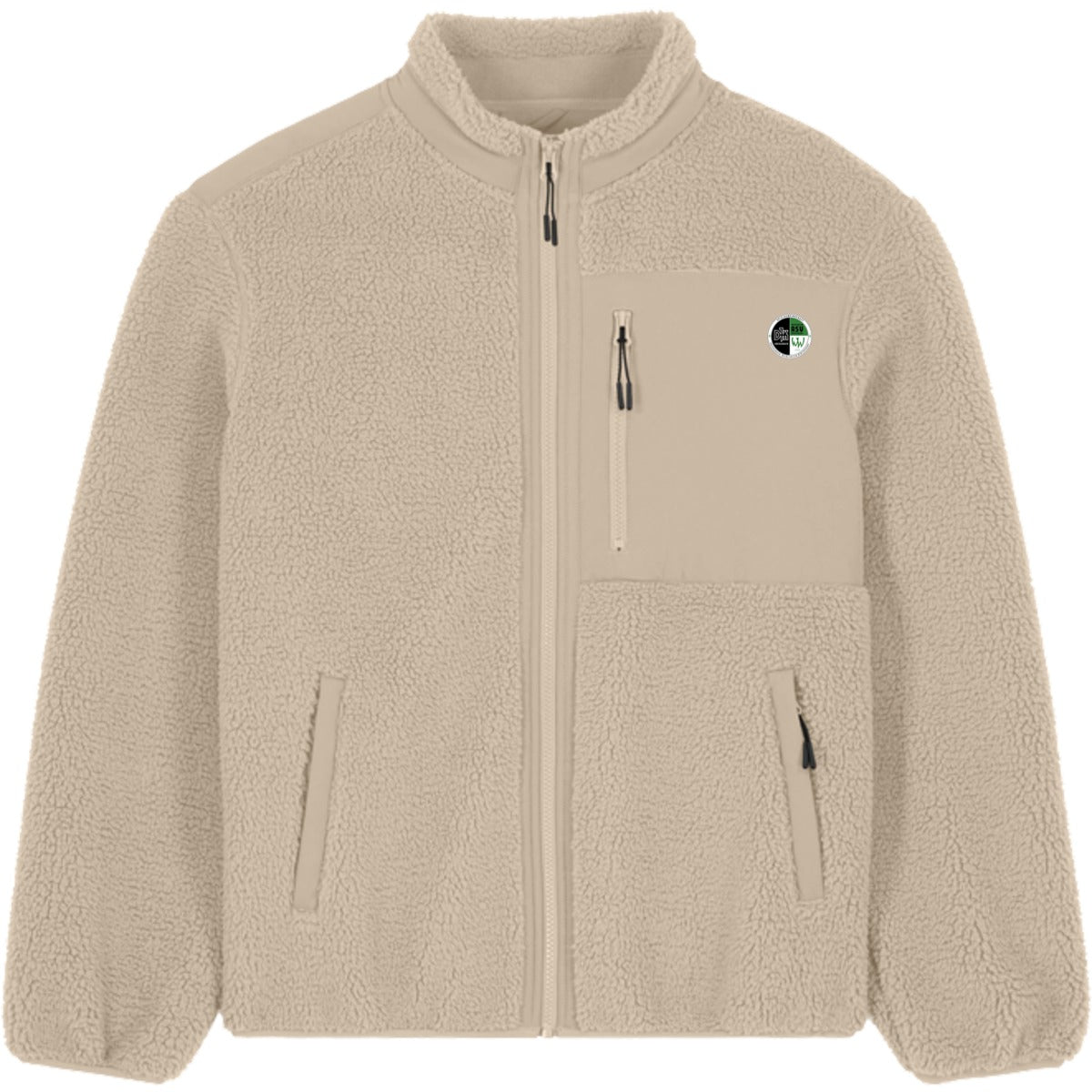 Warme Sherpa Unisex Jacke Brooker STJU248 – Vereinslogo herzseitig Desert Dust Vorderseite