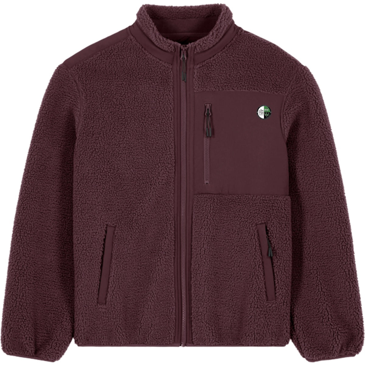 Warme Sherpa Unisex Jacke Brooker STJU248 – Vereinslogo herzseitig Red Brown Vorderseite