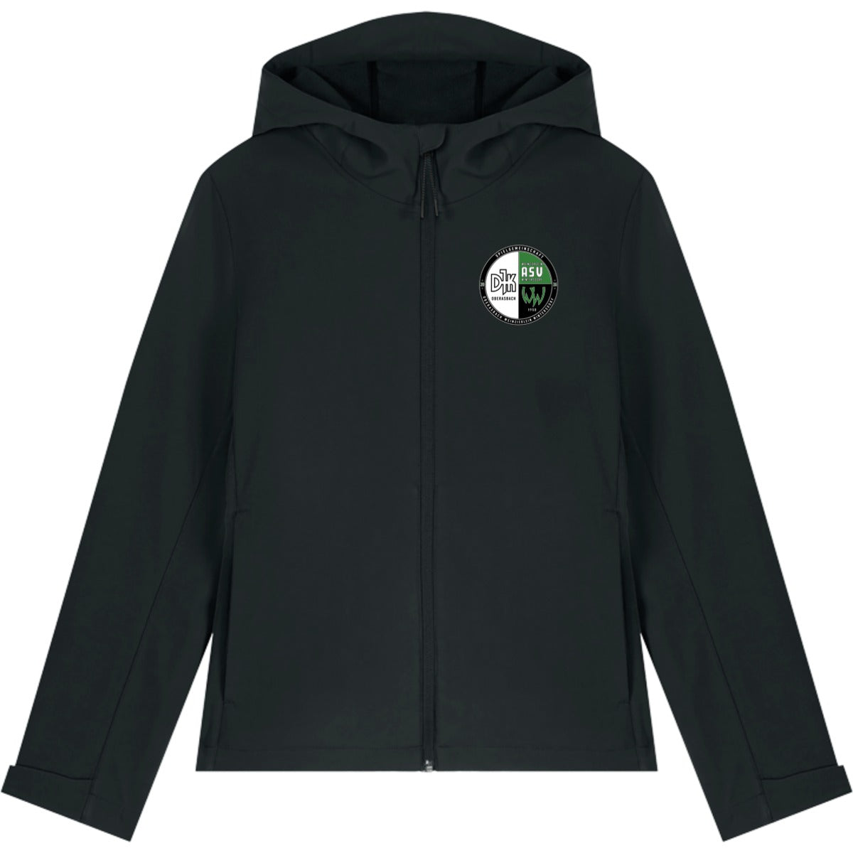 Nachhaltige Damen Softshelljacke Stella Discoverer STJW159 – Vereinslogo herzseitig Black Vorderseite