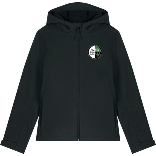 Nachhaltige Damen Softshelljacke Stella Discoverer STJW159 – Vereinslogo herzseitig Black Vorderseite