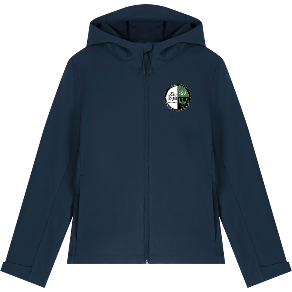 Nachhaltige Damen Softshelljacke Stella Discoverer STJW159 – Vereinslogo herzseitig French Navy Vorderseite