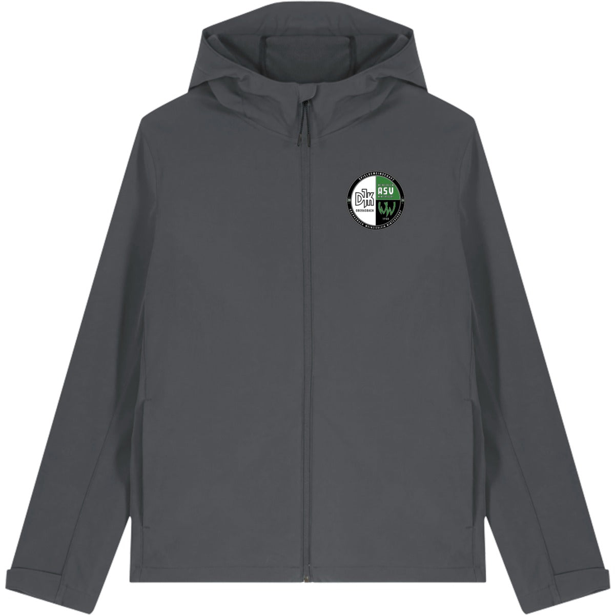 Nachhaltige Herren Softshelljacke Stanley Discoverer STJM158 – Vereinslogo herzseitig Anthracite Vorderseite