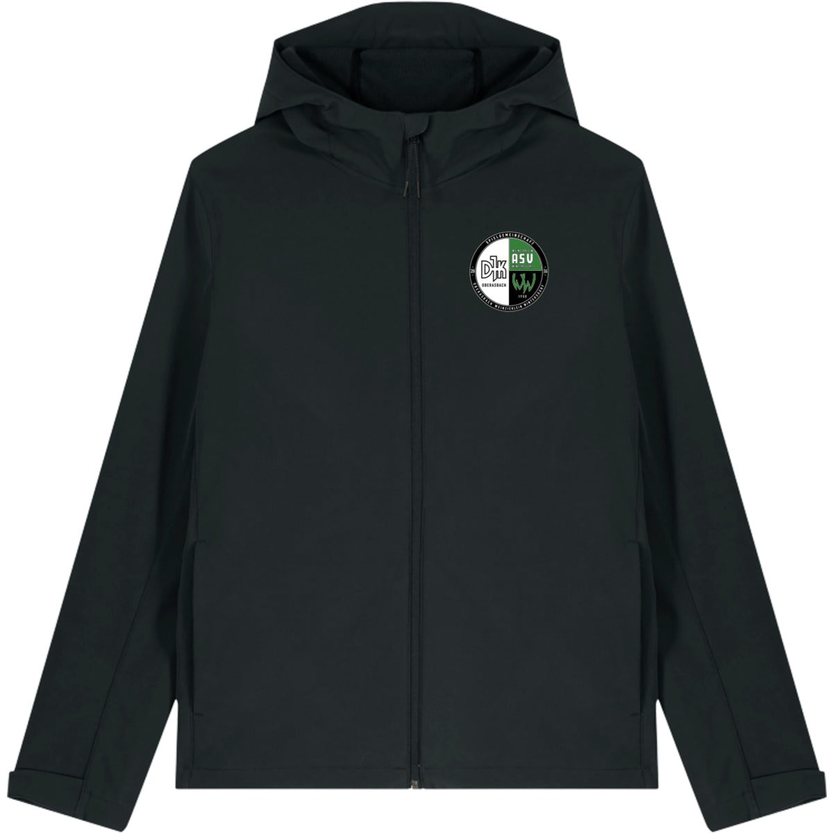 Nachhaltige Herren Softshelljacke Stanley Discoverer STJM158 – Vereinslogo herzseitig Black Vorderseite