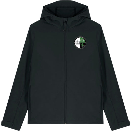 Nachhaltige Herren Softshelljacke Stanley Discoverer STJM158 – Vereinslogo herzseitig Black Vorderseite