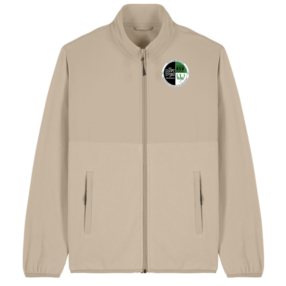 Unisex Fleecejacke aus recyleten Materialien Trekker STJU242 – Vereinslogo herzseitig Desert Dust Vorderseite
