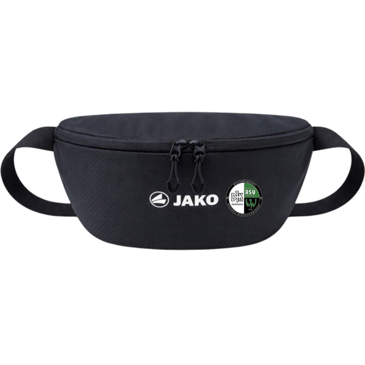 JAKO Malle Bauchtasche M1589 – Vereinslogo neben JAKO-Logo Schwarz Vorderseite