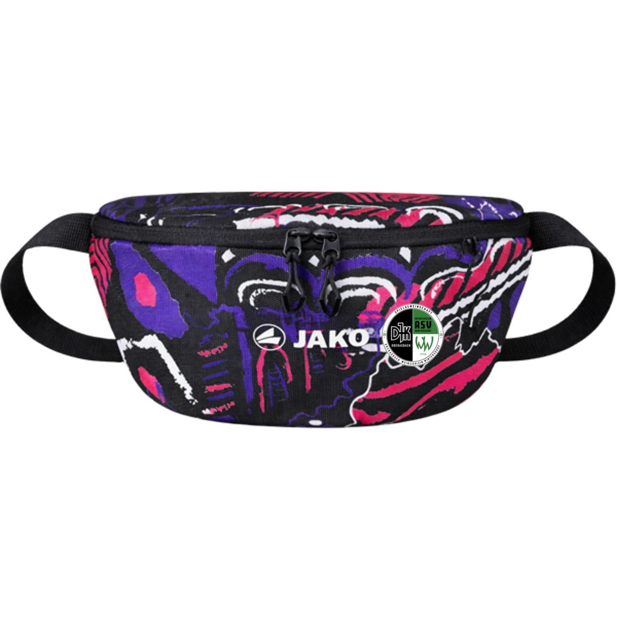 JAKO Malle Bauchtasche M1589 – Vereinslogo neben JAKO-Logo Weiß/Pink Vorderseite