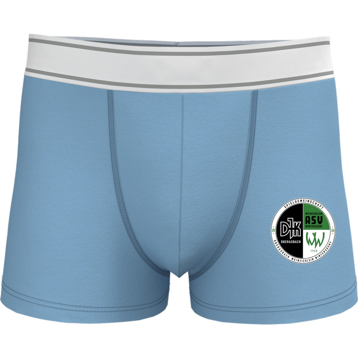 Boxershorts für Männer KA800 – Vereinslogo mittig groß Sky Blue Vorderseite