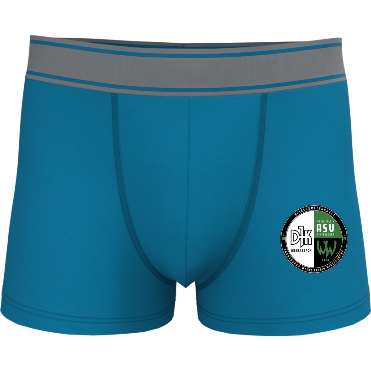 Boxershorts für Männer KA800 – Vereinslogo mittig groß Tropical Blue Vorderseite