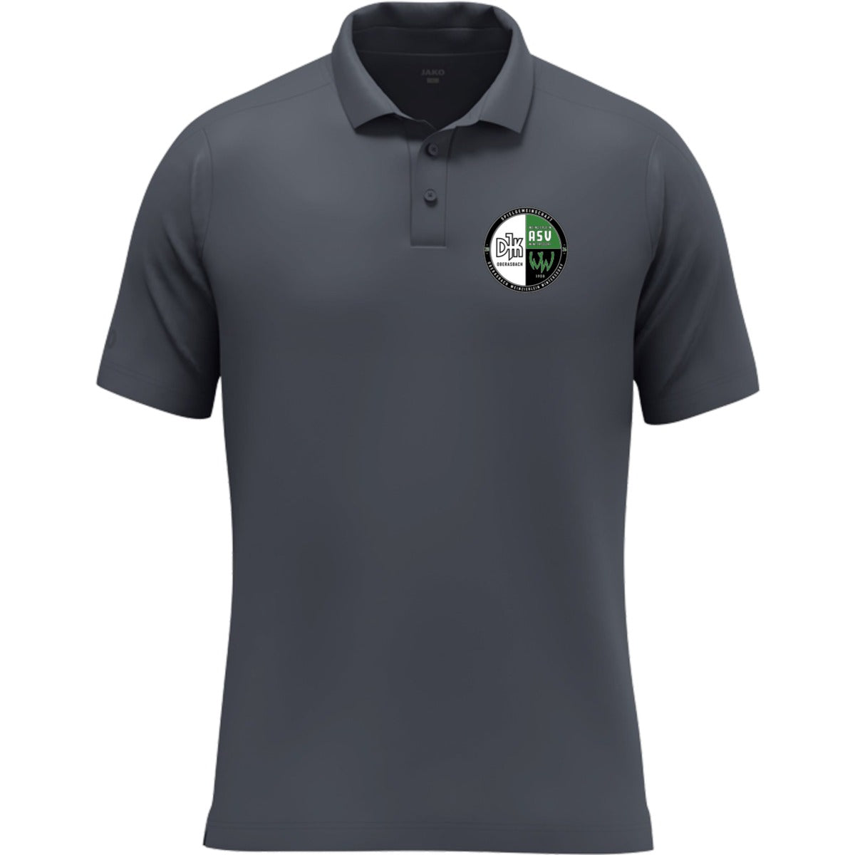 JAKO Polo Uni Nachhaltiges Unisex Funktions-Poloshirt 6305 – Vereinslogo herzseitig Anthrazit Vorderseite