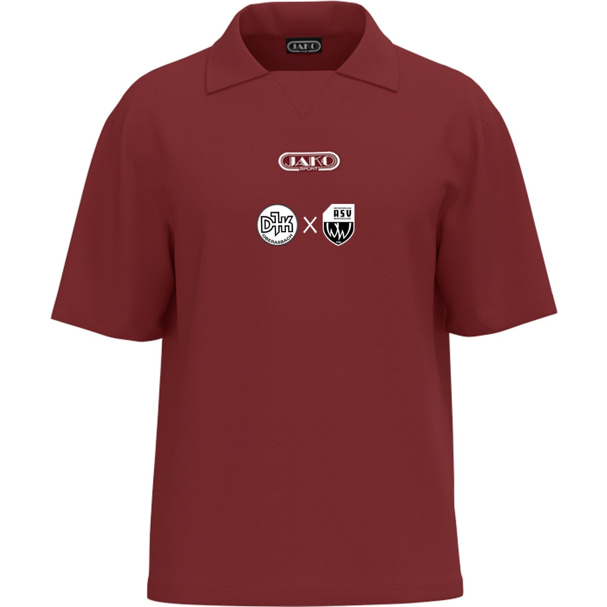 JAKO Polo Wardrobe aus Bio-Baumwolle 6361 – Vereinslogo exklusiv rubinrot Vorderseite
