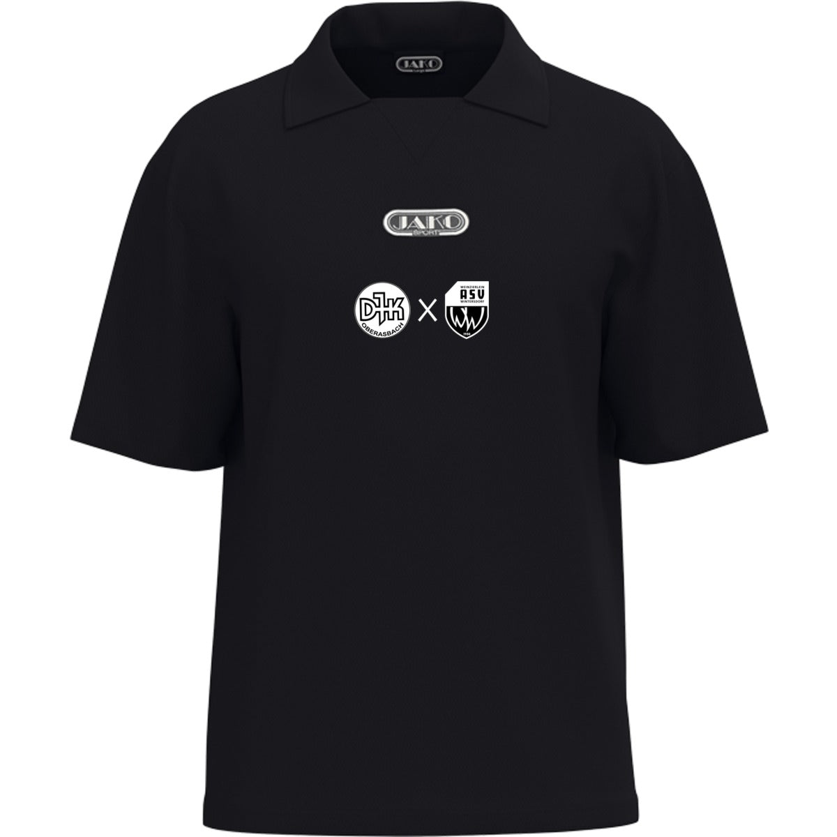 JAKO Polo Wardrobe aus Bio-Baumwolle 6361 – Vereinslogo exklusiv Schwarz Vorderseite