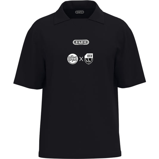 JAKO Polo Wardrobe aus Bio-Baumwolle 6361 – Vereinslogo exklusiv Schwarz Vorderseite