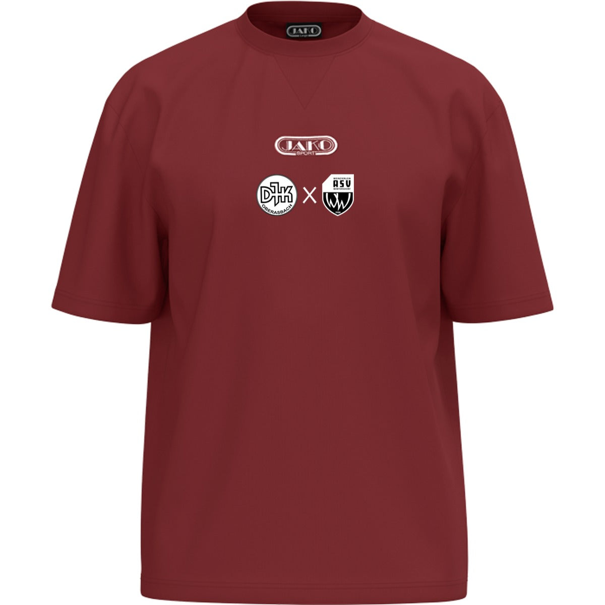 JAKO Wardrobe T-Shirt 6161 – Vereinslogo exklusiv rubinrot Vorderseite